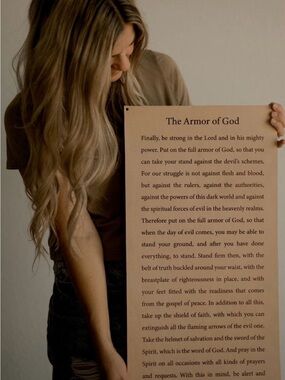 Armor of God Faux Leather Scripture Wall Hanging Poster by Dear Heart